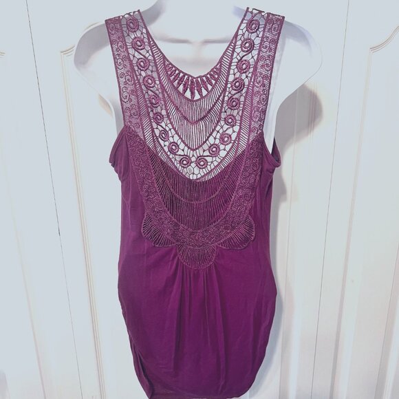 Bluheaven Tops - Bluheaven-Women's Med. Ruching Sides Pull On Embroidered Back/Cowl Neck-Cut out